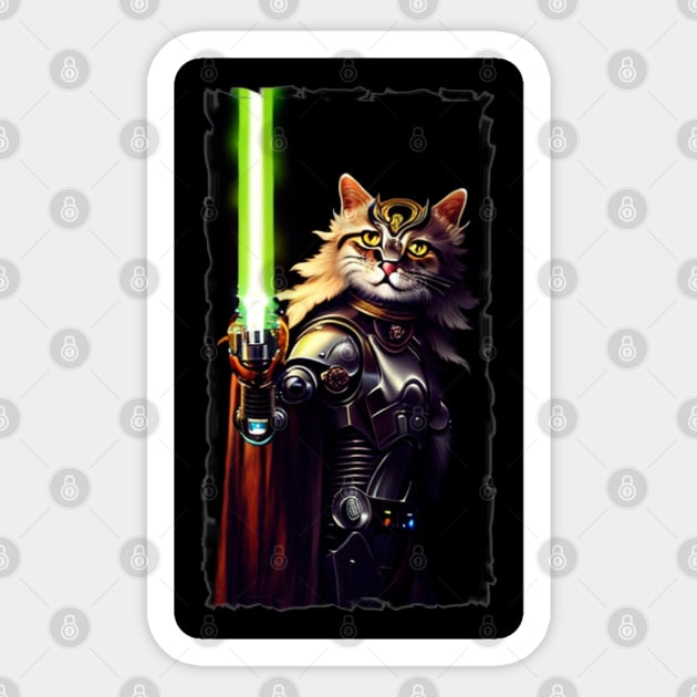 Fun Cat Print ~ AI Art ~ Fantasy Cat ~ Sci-fi Cat ~ Cats with Lightsabers Sticker by catsnlightsabres